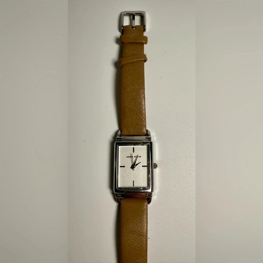 Anne Klein Ladies Rectangular 21mm x 24mm Leather Dress Watch needs new battery